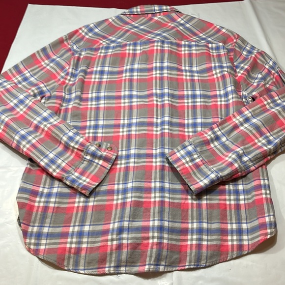 Jachs Girlfriend BEA pink purple Plaid TOP flannel paisley cuff  pearl snaps XL - Picture 14 of 16